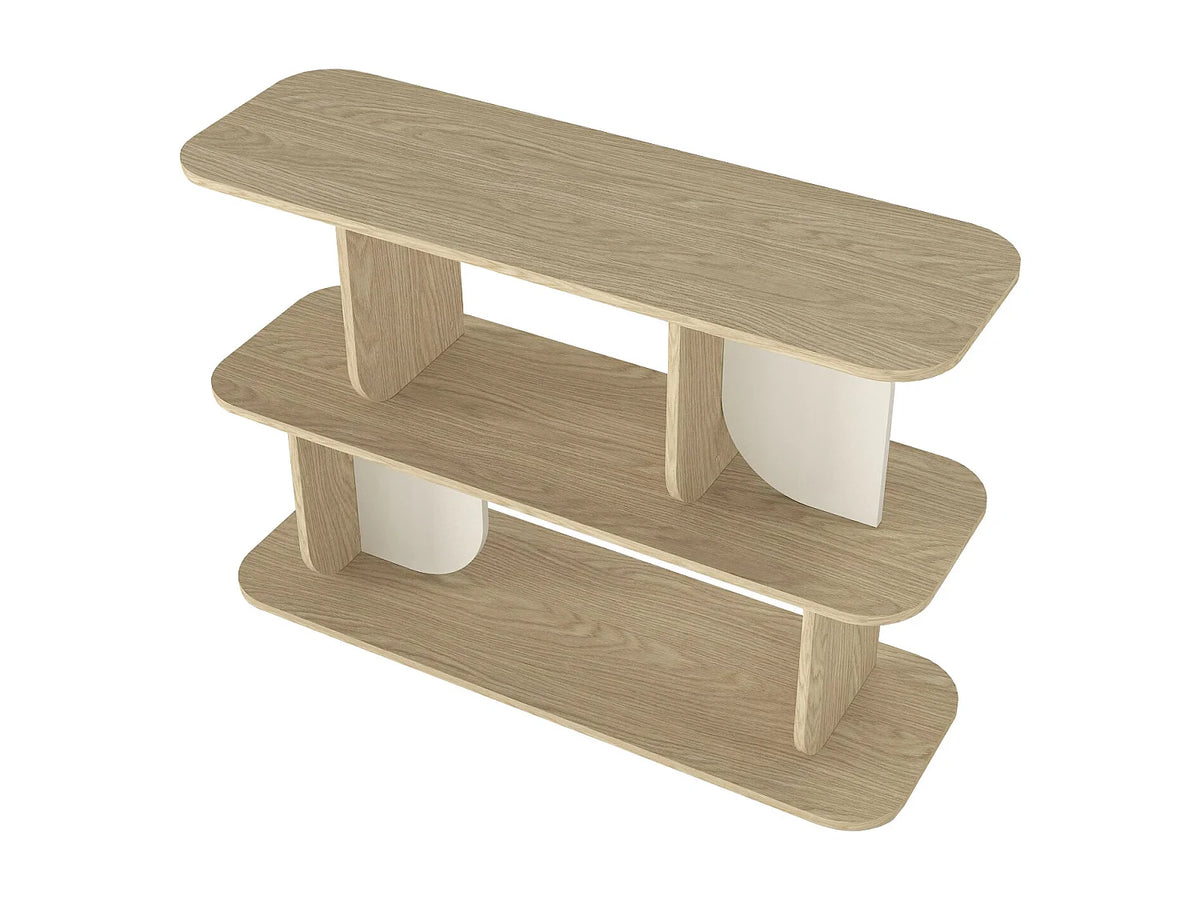 Étagère Japandi 2 tablettes naturel clair et beige 120 x 81,3 cm - Neleria
