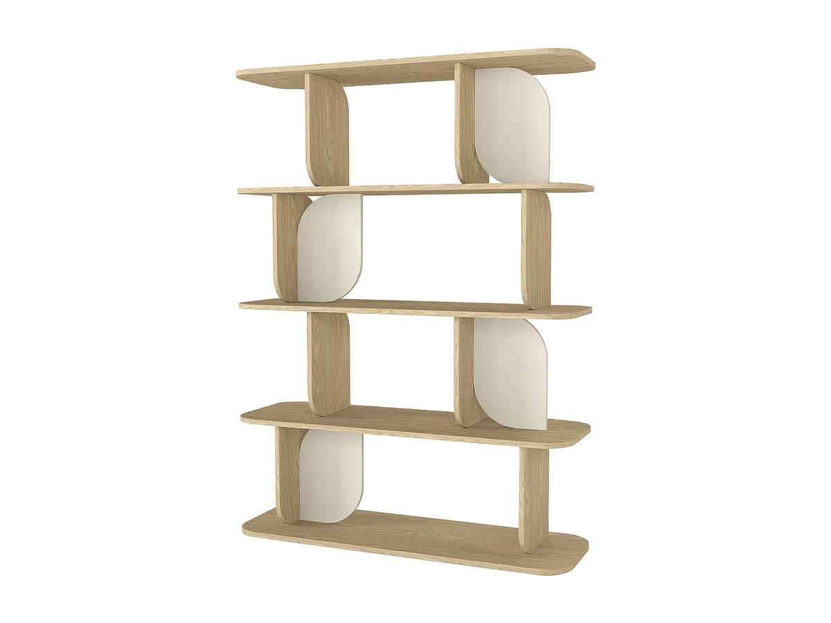 Étagère Japandi 4 tablettes naturel clair et beige 120 x 160,5 cm - Neleria