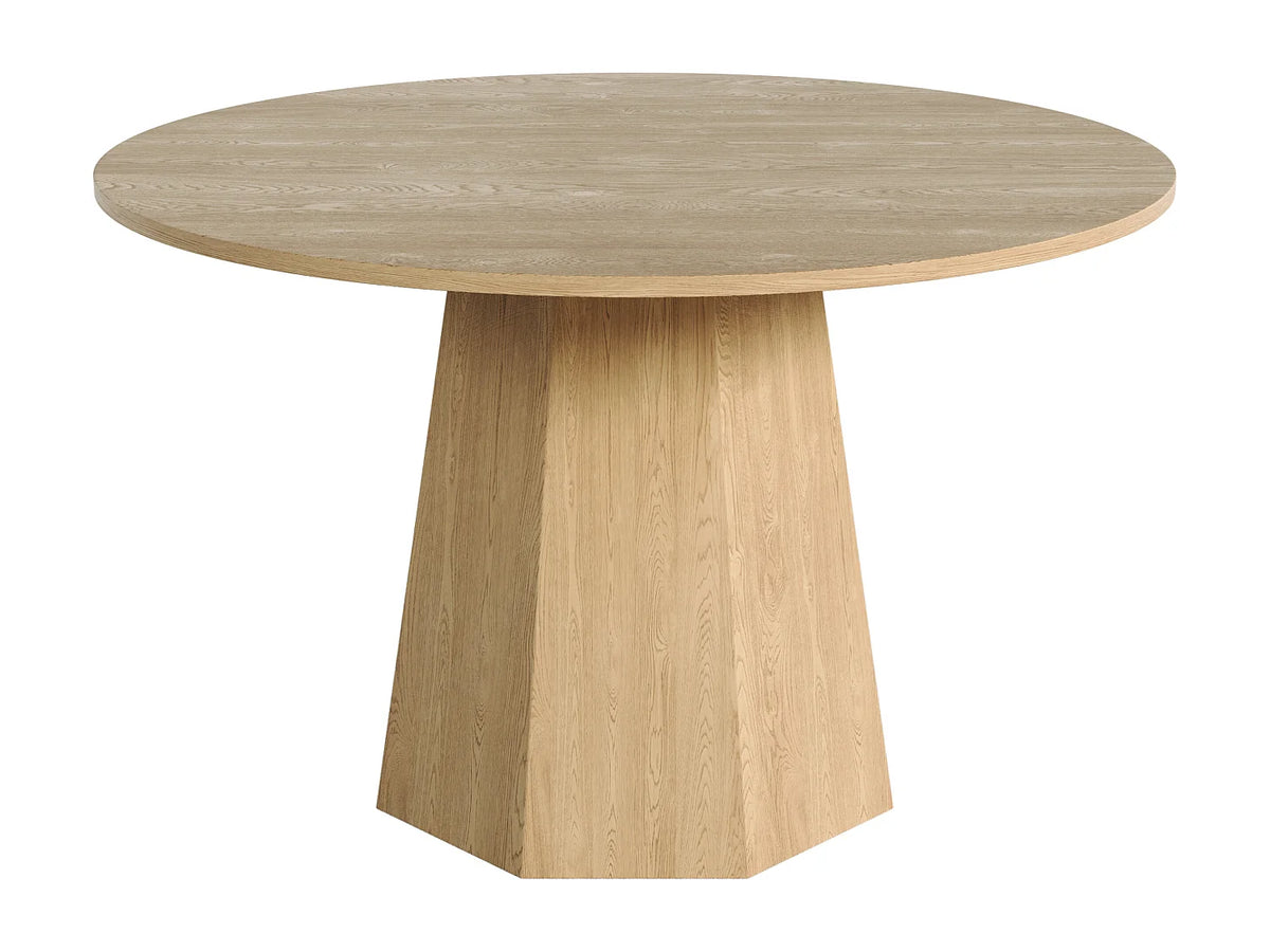 Table à manger ronde Japandi 4 à 6 personnes en MDF naturel Ø 120 cm