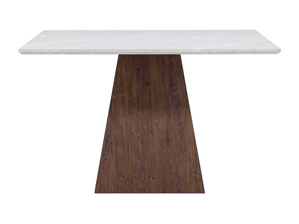 Table à manger carrée Japandi 4 personnes en MDF effet pierre gris et moka 120 x 120 cm - Cael