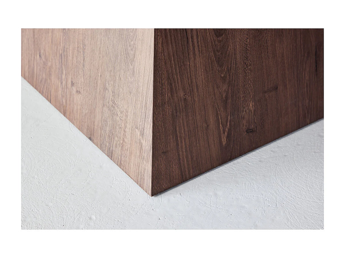 Table à manger carrée Japandi 4 personnes en MDF effet pierre gris et moka 120 x 120 cm - Cael