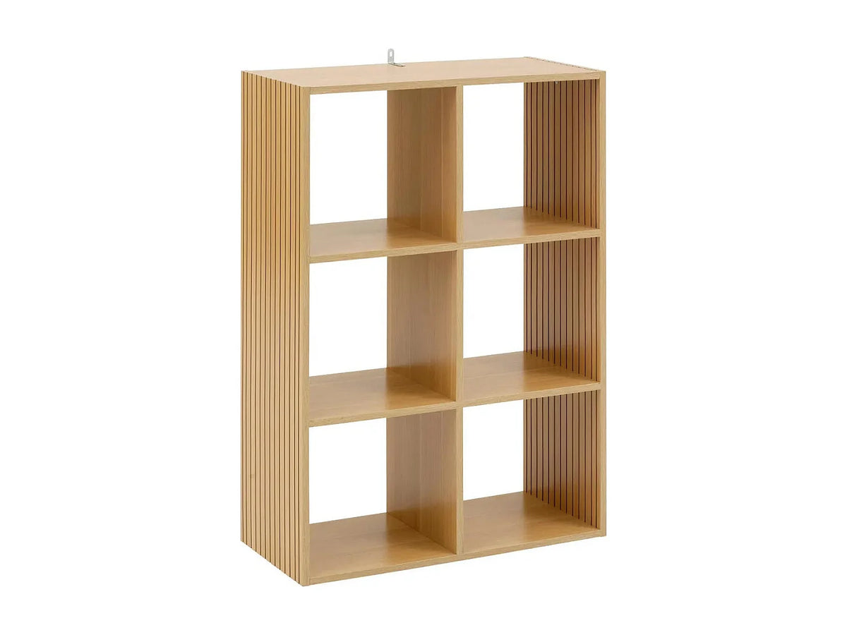 Étagère Japandi 6 cases nervurée naturel 68,5 x 102 cm - Tasso