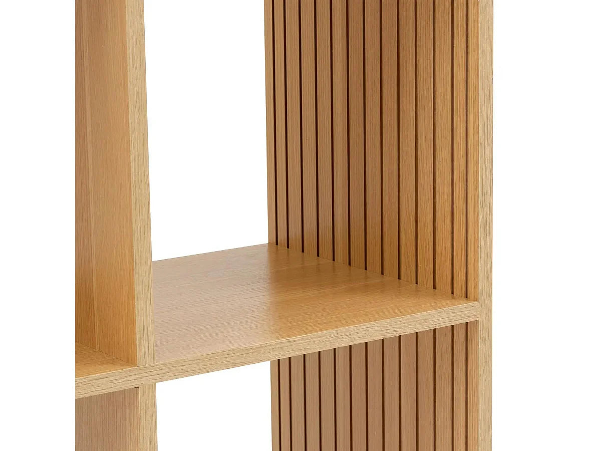 Étagère Japandi 6 cases nervurée naturel 68,5 x 102 cm - Tasso
