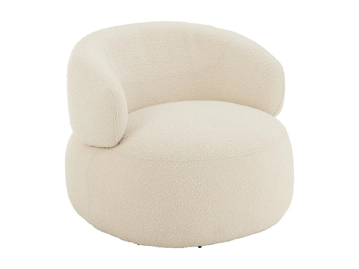 Fauteuil Japandi pivotant rond en tissu écru - Cosy
