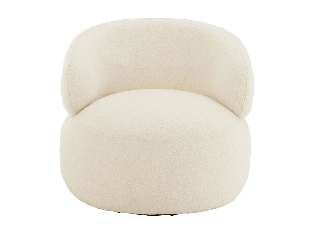 Fauteuil Japandi pivotant rond en tissu écru - Cosy