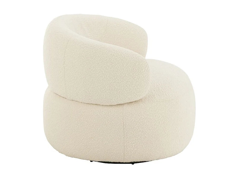 Fauteuil Japandi pivotant rond en tissu écru - Cosy