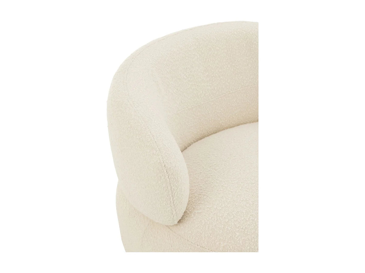 Fauteuil Japandi pivotant rond en tissu écru - Cosy