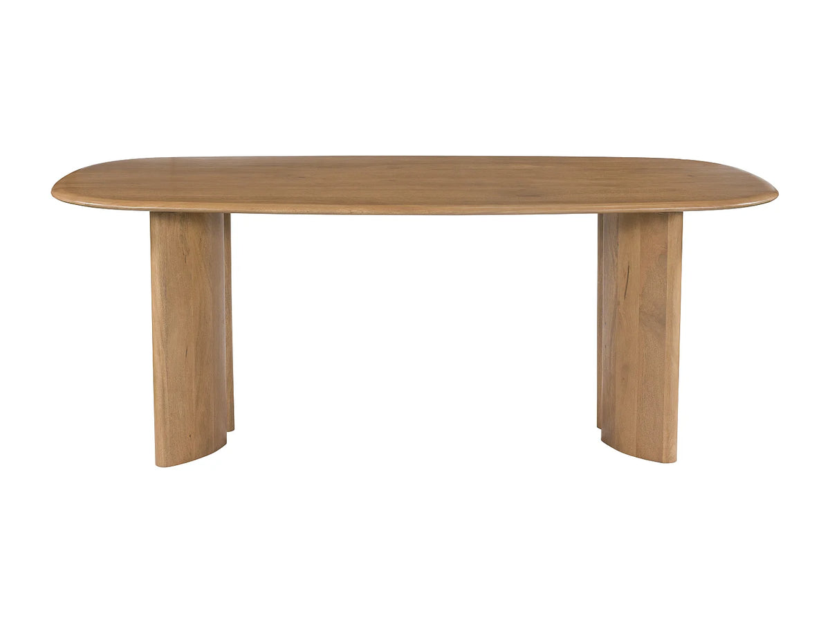 Table à manger ovale Japandi 8 personnes en bois de manguier naturel 200 x 100 cm - Islara