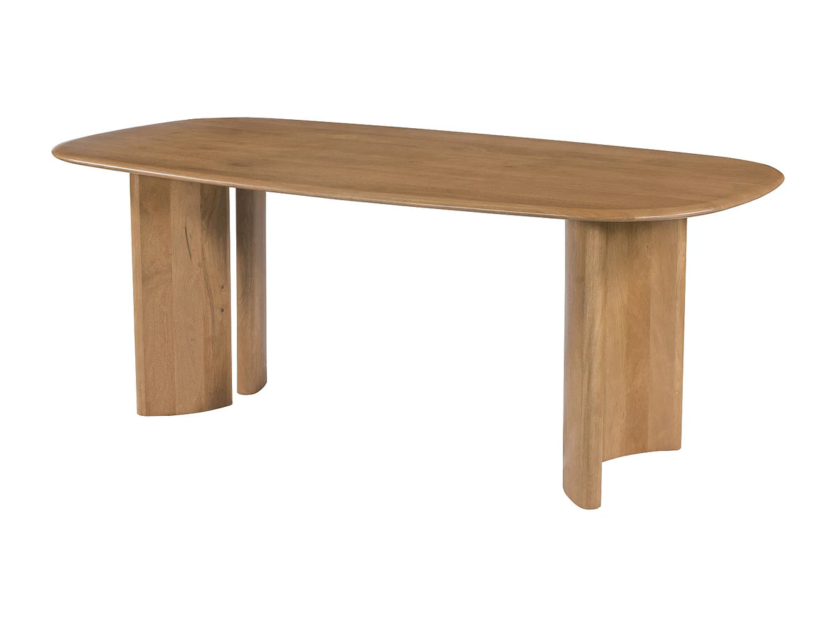 Table à manger ovale Japandi 8 personnes en bois de manguier naturel 200 x 100 cm - Islara