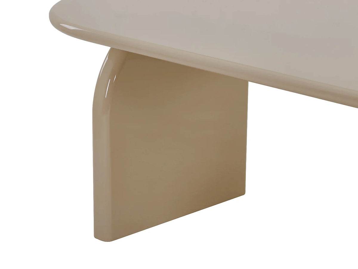 Table à manger ovale Japandi 8 personnes en MDF laqué beige brillant 200 x 100 cm - Felyria