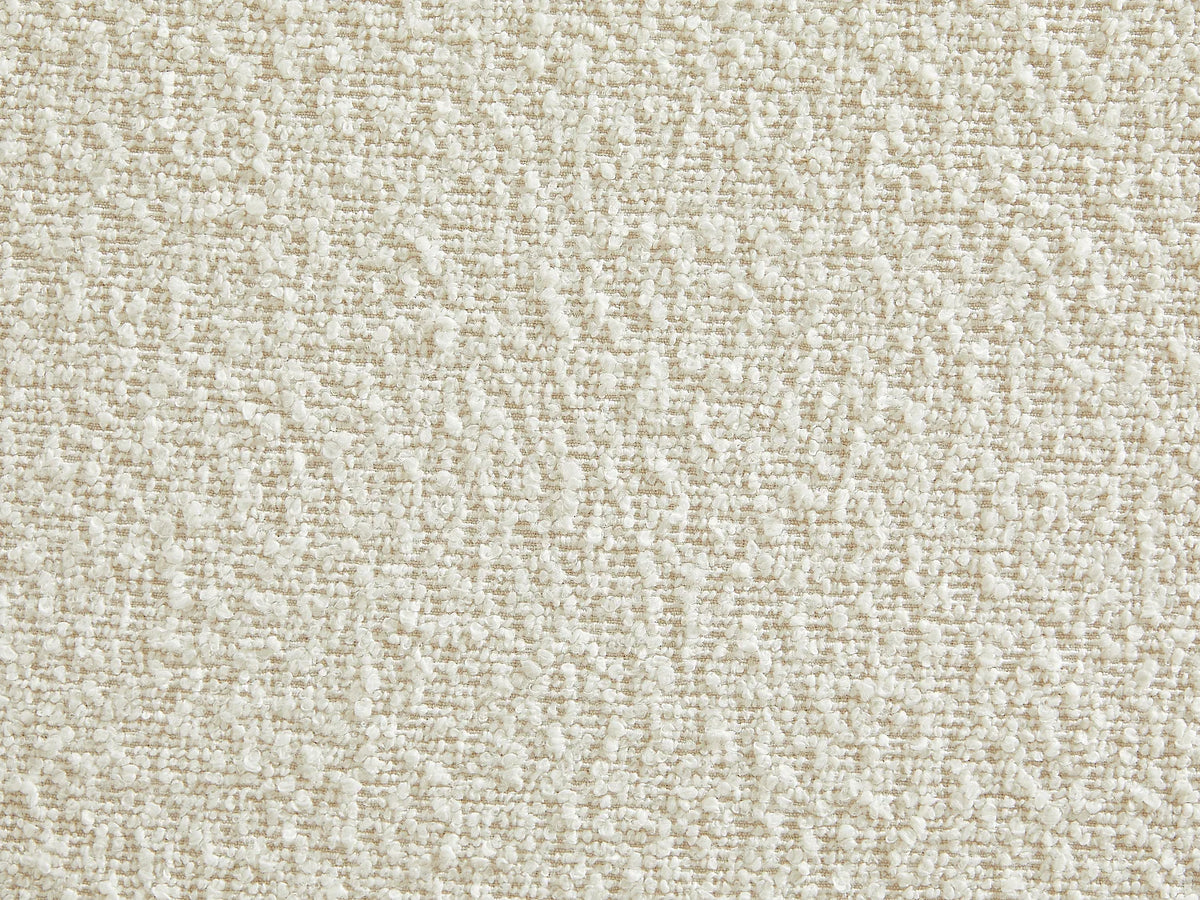 Fauteuil Japandi arrondi en tissu bouclette blanc ivoire - Ovotas