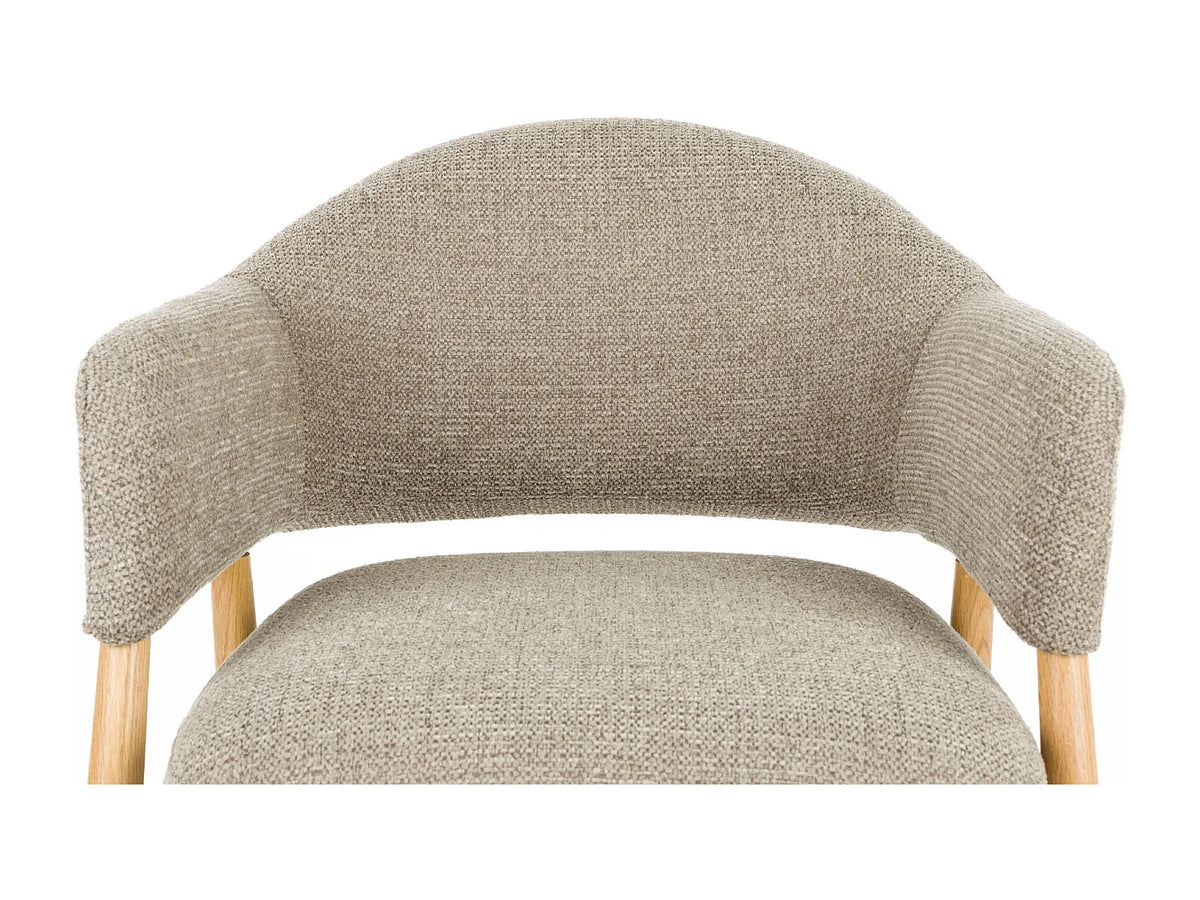 Fauteuil Japandi lounge relax en tissu taupe et chêne massif - Indy