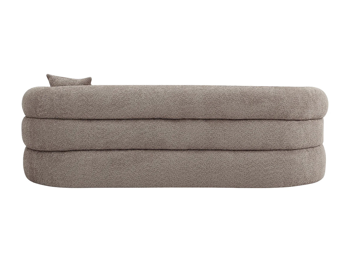 Canapé Japandi 3 places en bouclette taupe 220 cm - Lapiota