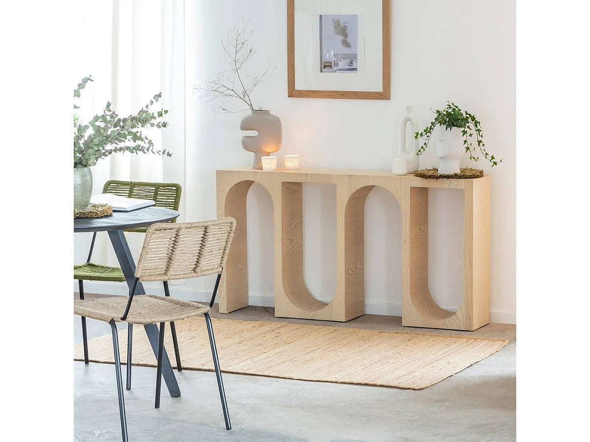 Console Japandi étroite en chêne massif clair 140 x 75 cm - Octave