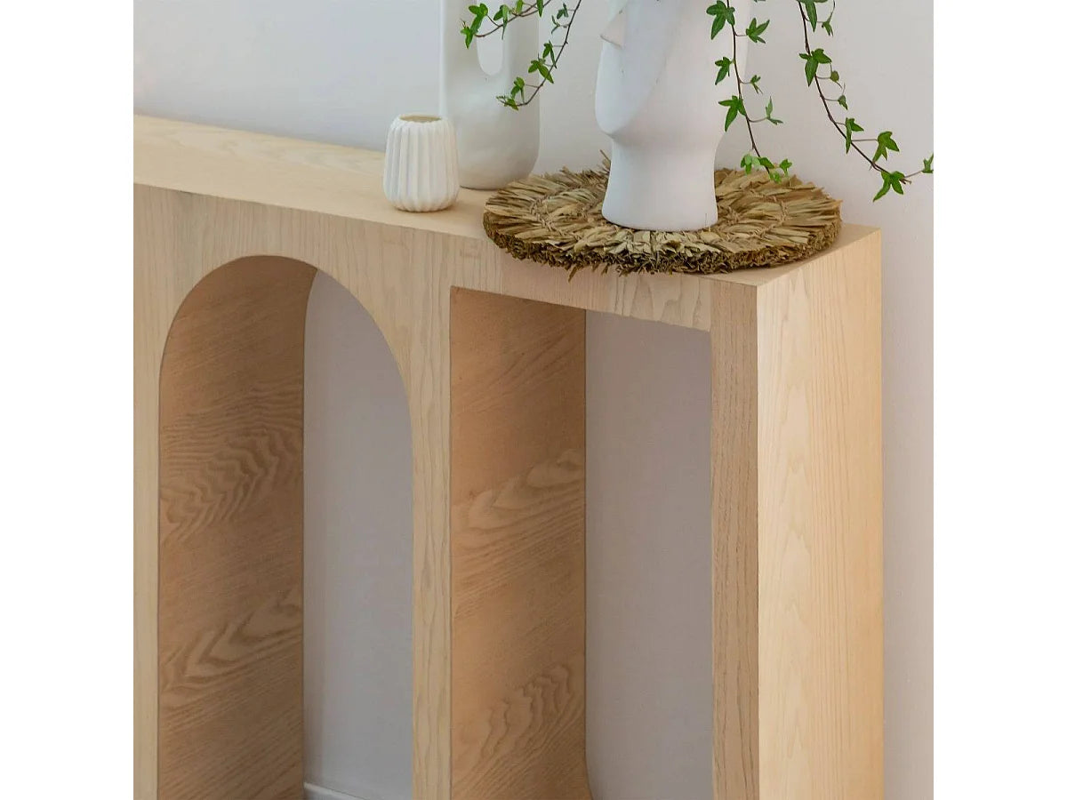 Console Japandi étroite en chêne massif clair 140 x 75 cm - Octave