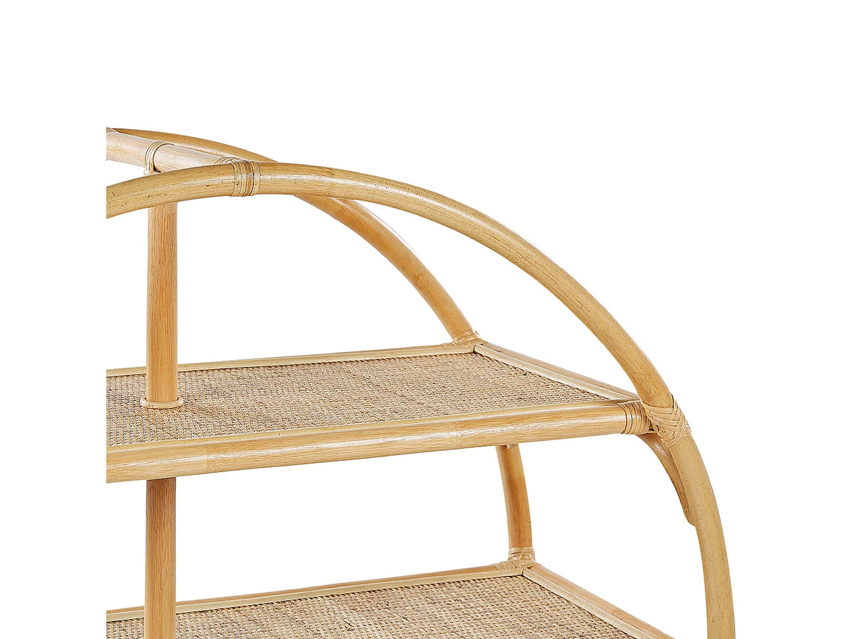 Bibliothèque Japandi ronde 3 tablettes en rotin naturel 100 x 109 cm - Tuvalu