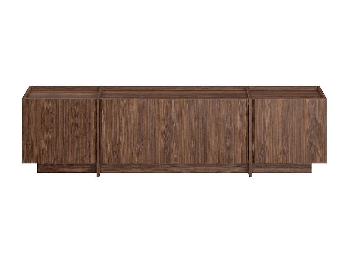 Meuble TV Japandi 4 portes décor noyer 180 x 46 cm - Arven