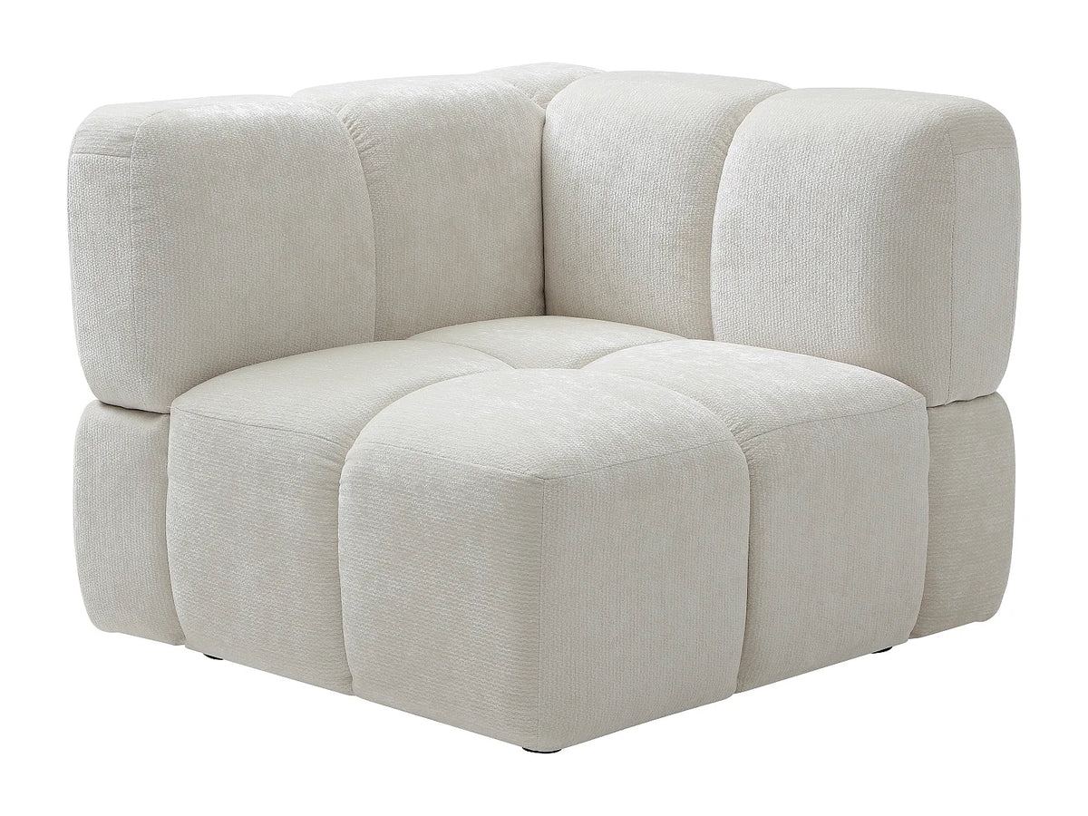 Canapé d'angle Japandi réversible modulable 4 places en tissu texturé blanc cassé 347 cm - Carlivi