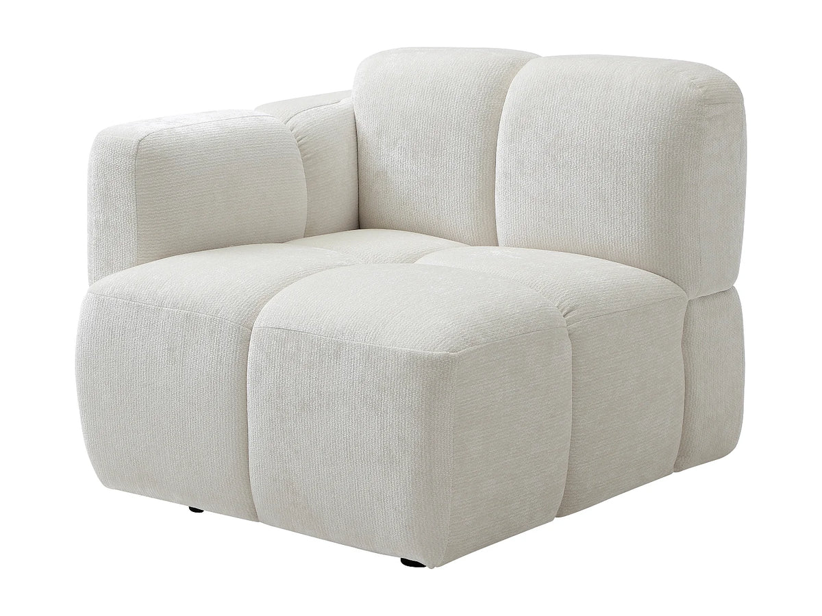 Canapé d'angle Japandi réversible modulable 4 places en tissu texturé blanc cassé 347 cm - Carlivi