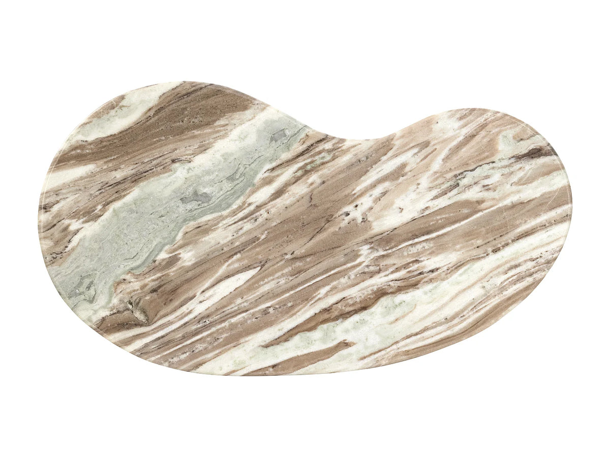 Table basse Japandi organique en marbre beige et bois d'acacia 100 x 55 cm - Dalizay