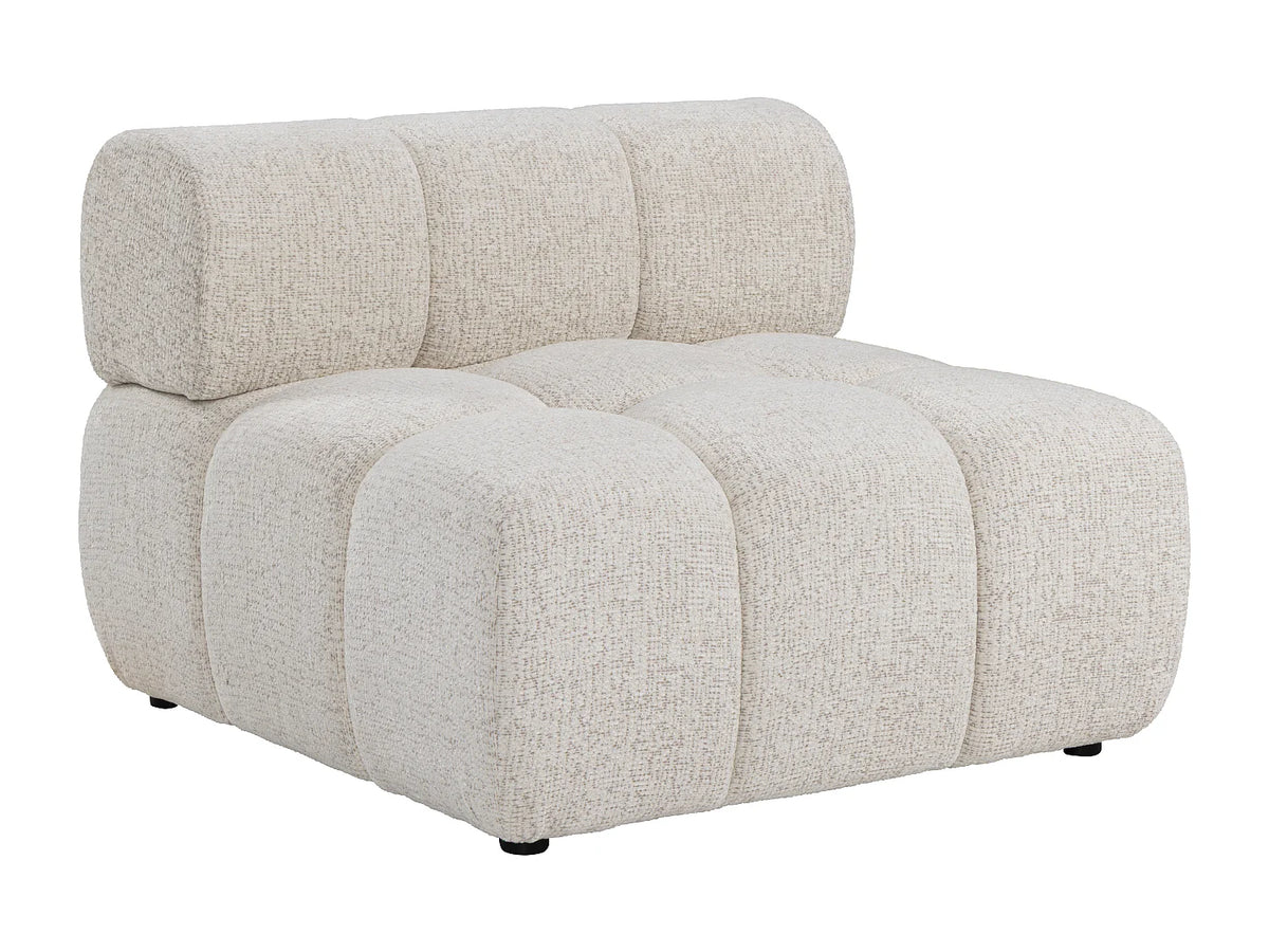 Canapé d'angle Japandi droit modulable 5 places en tissu chiné beige 282 cm - Facivil