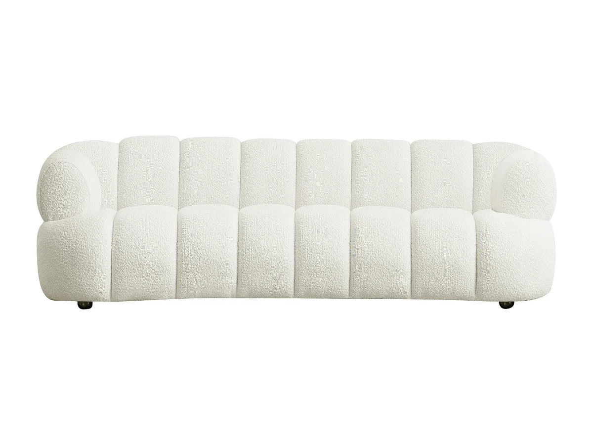 Canapé Japandi 3 places en bouclette blanc cassé 227 cm - Coliani