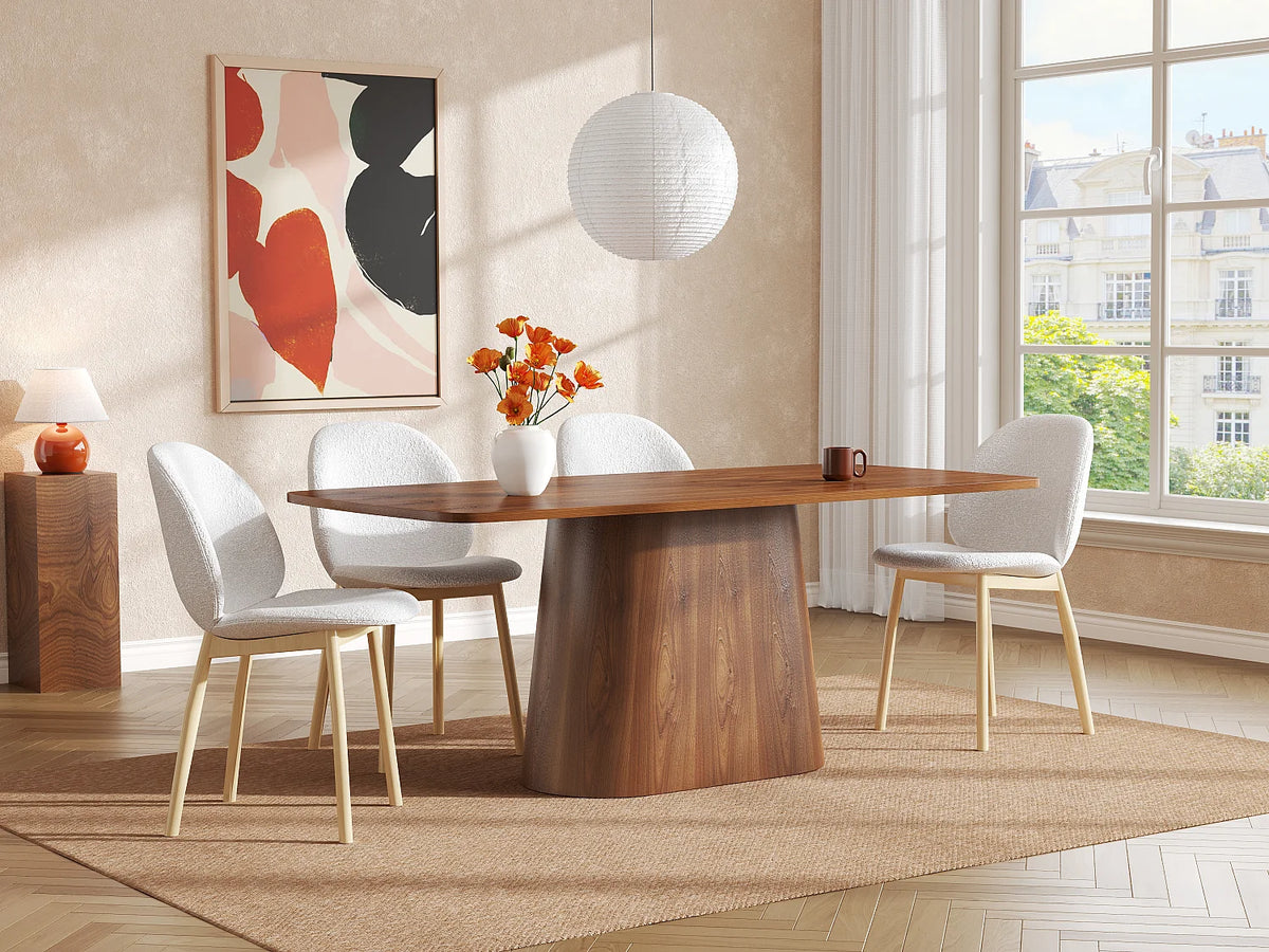 Table à manger Japandi 8 personnes placage noyer naturel foncé 200 x 100 cm - Nirasaki