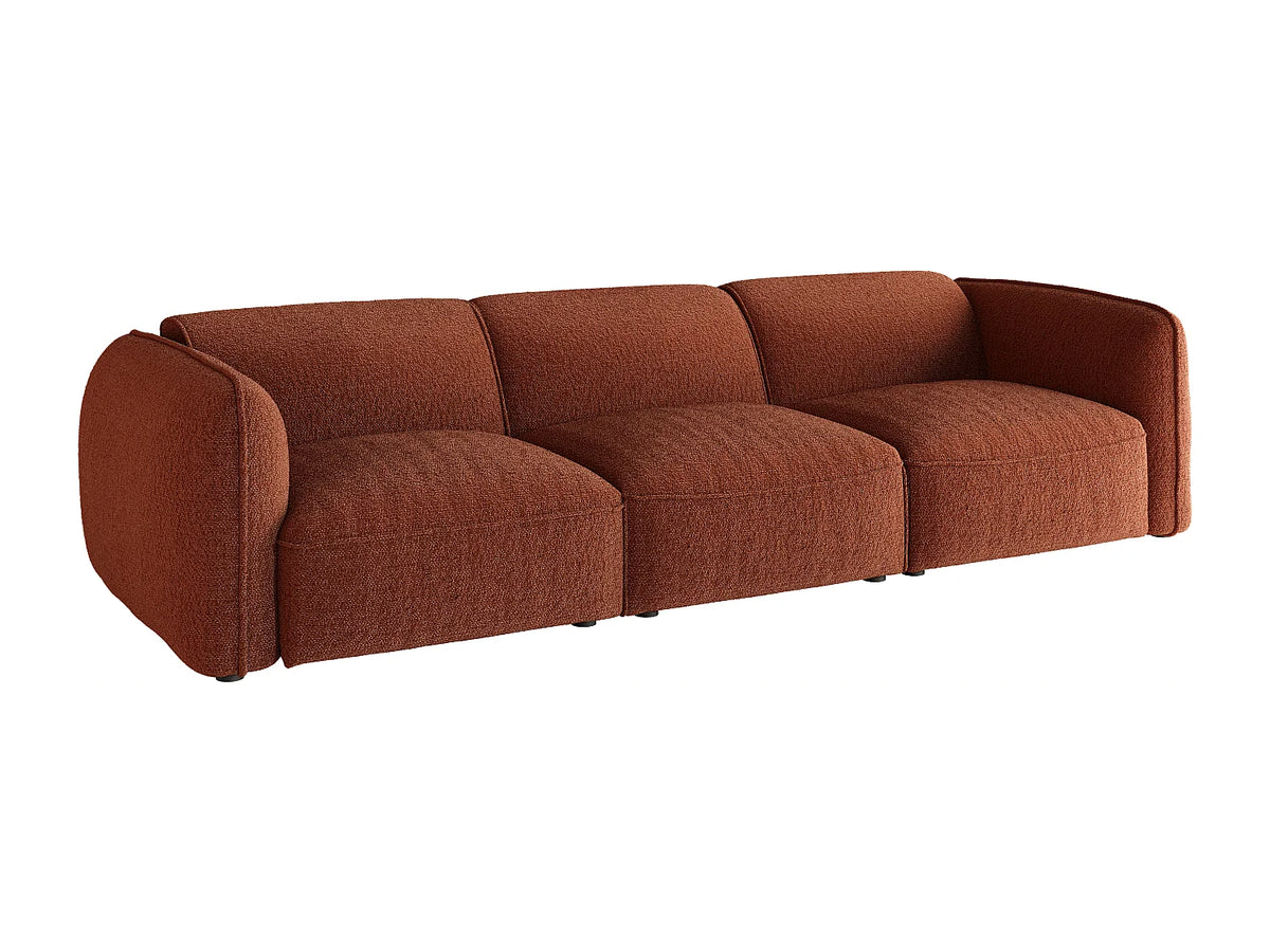 Canapé Japandi modulable 3 places en tissu chenille terracotta 271 cm - Camilio