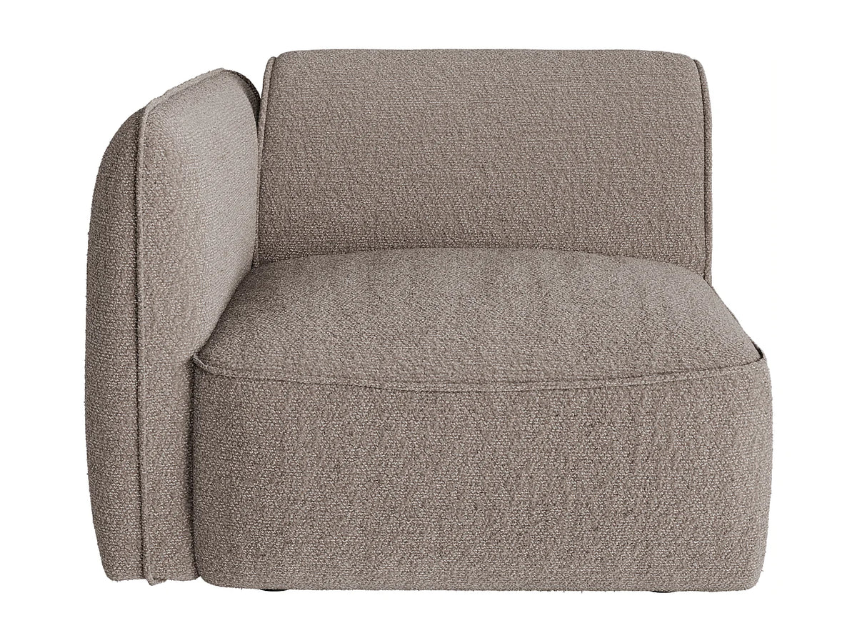 Canapé Japandi modulable 3 places en tissu chenille taupe 271 cm - Camilio