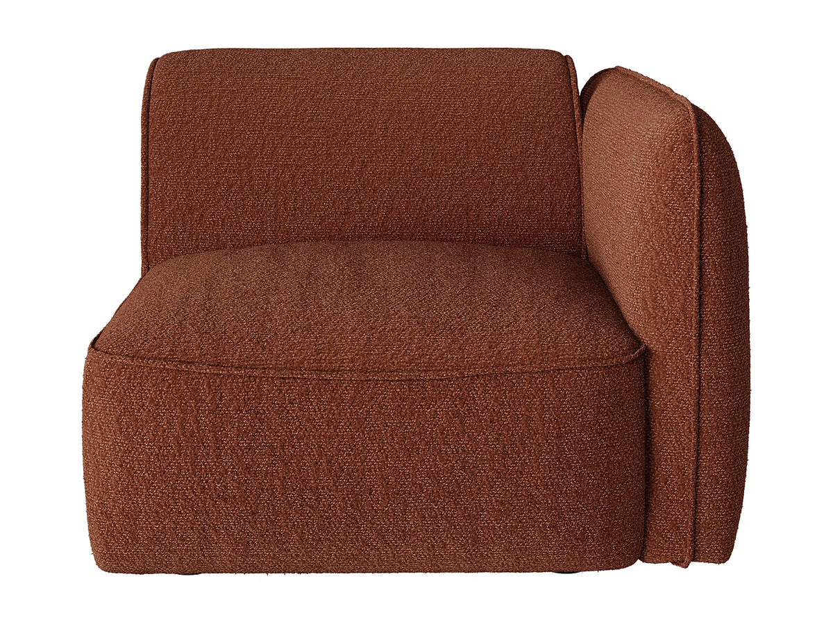 Canapé Japandi modulable 3 places en tissu chenille terracotta 271 cm - Camilio