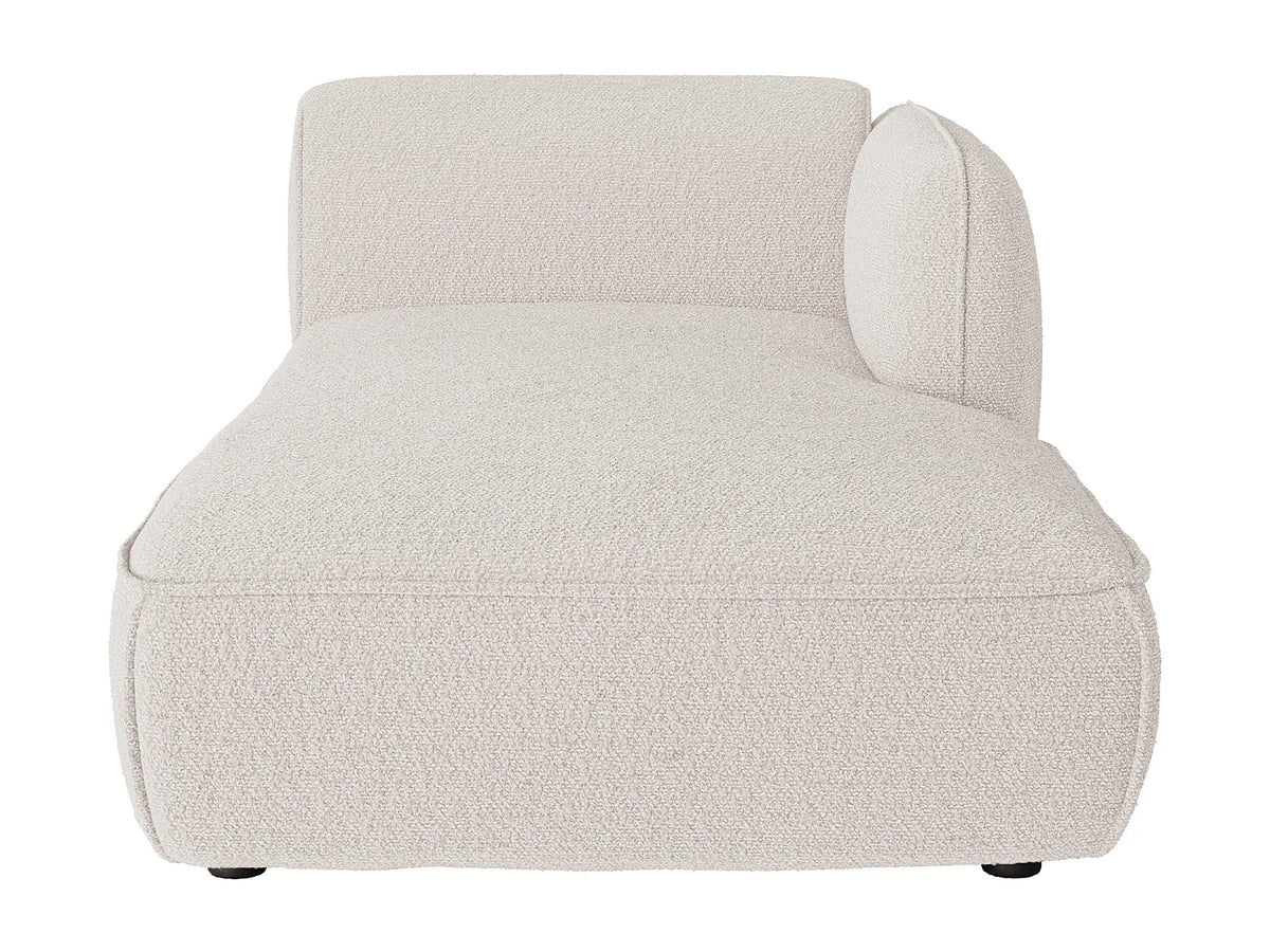 Canapé d'angle Japandi droit modulable en tissu chenille beige 280 cm - Camilio