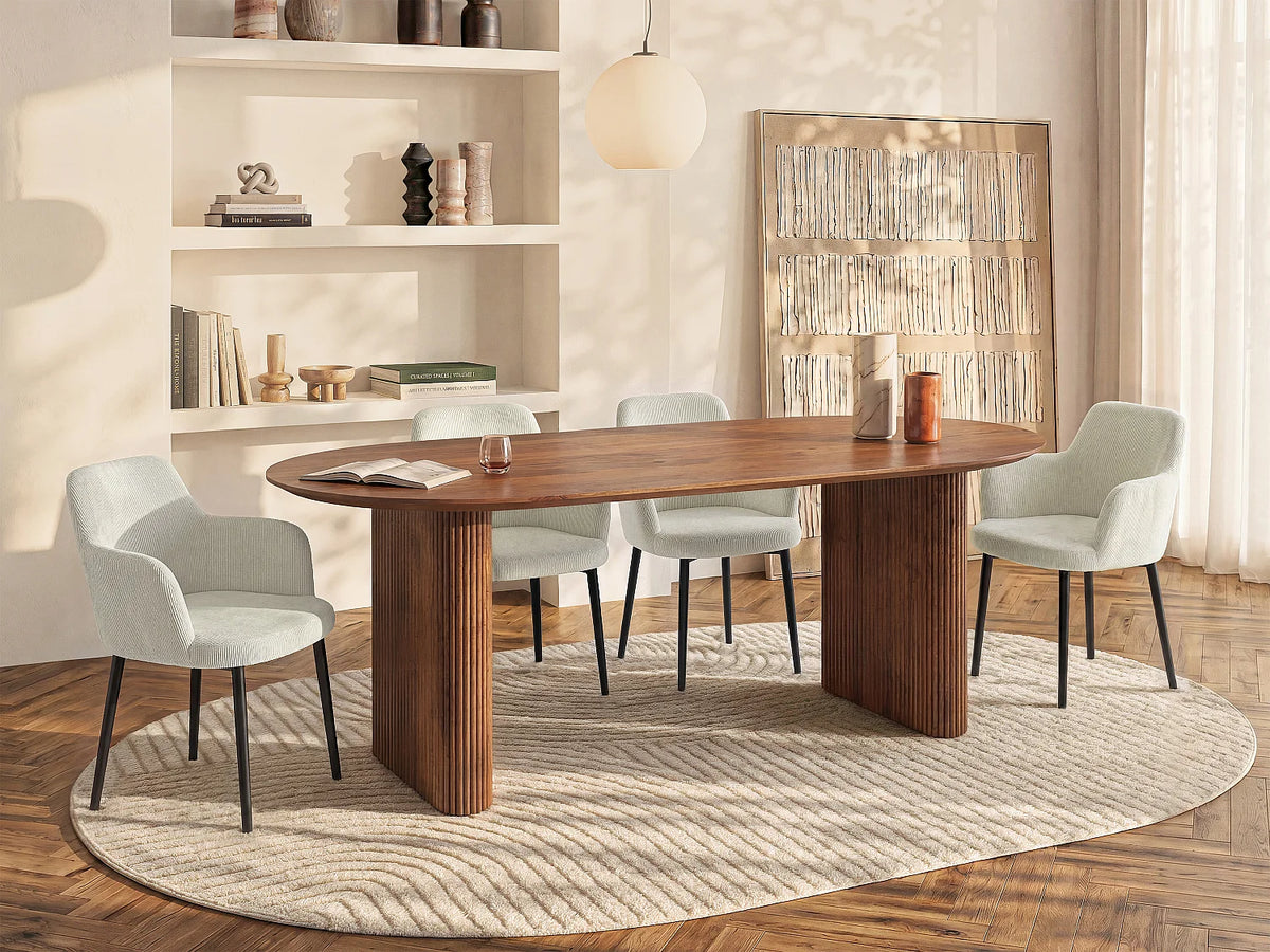 Table à manger Japandi 8 personnes en bois de manguier naturel 200 x 100 cm - Balimela