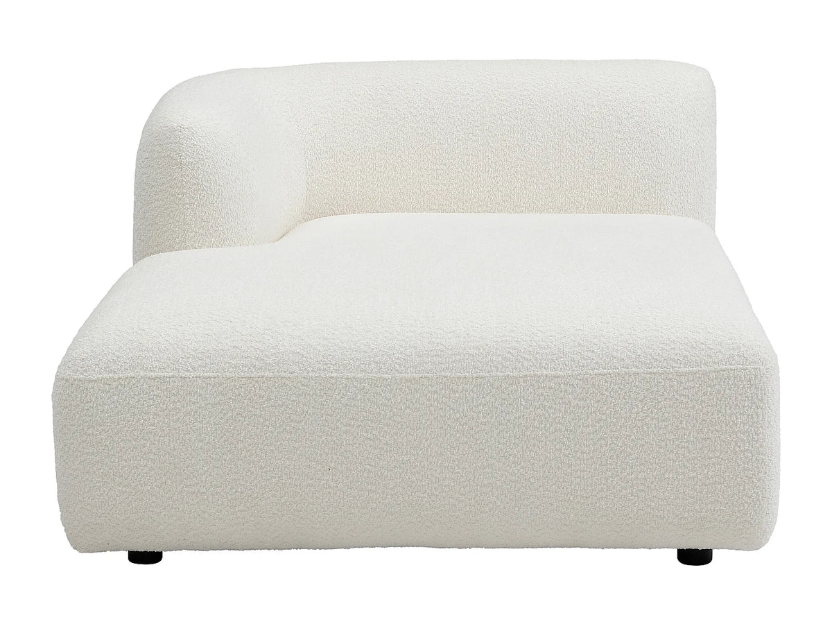 Canapé d'angle Japandi panoramique modulable 5 places en bouclette blanc cassé 386 cm - Danepi