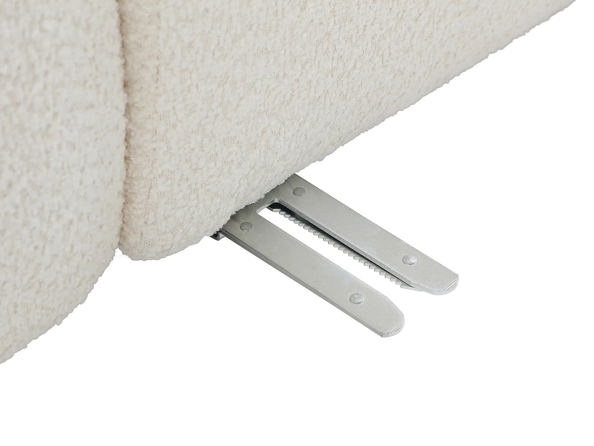 Canapé d'angle Japandi panoramique modulable 5 places en bouclette blanc cassé 386 cm - Danepi