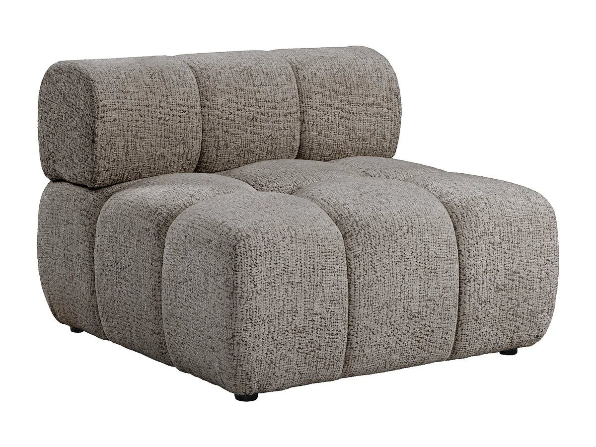 Canapé d'angle Japandi panoramique modulable 7 places en tissu chiné taupe 376 cm - Facivil