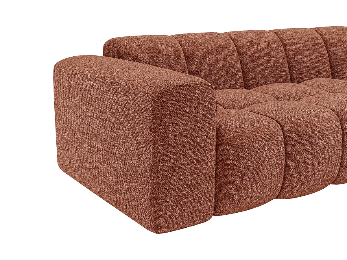 Canapé d'angle Japandi droit 4 places en tissu chenille terracotta 284 cm - Caleso