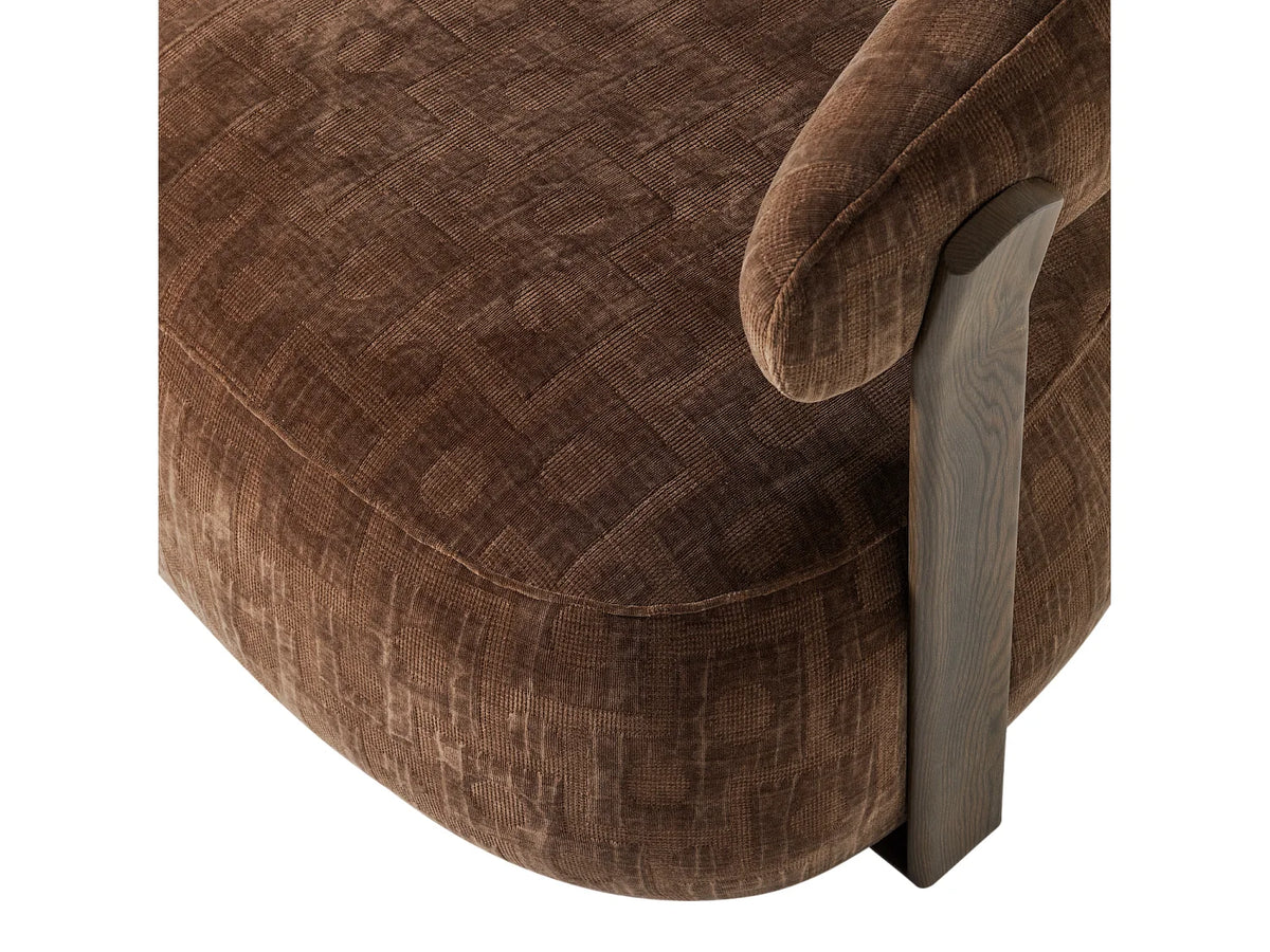 Fauteuil Japandi lounge en tissu structuré marron - Foon