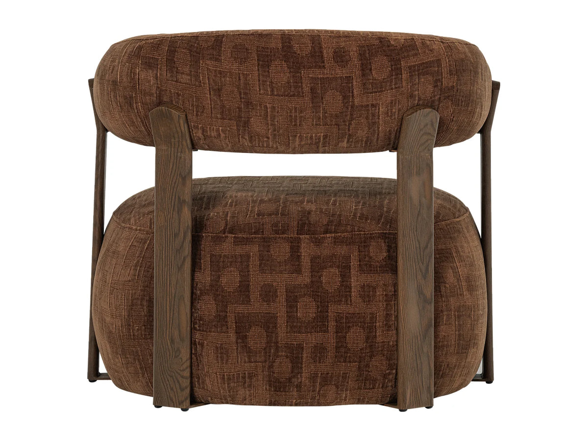 Fauteuil Japandi lounge en tissu structuré marron - Foon