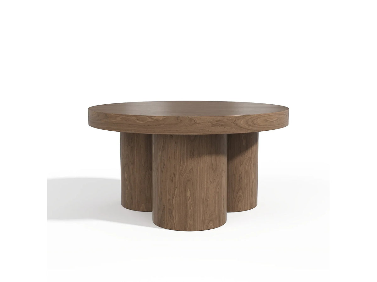 Table basse Japandi ronde en contreplaqué noyer clair Ø 70 cm - Nari