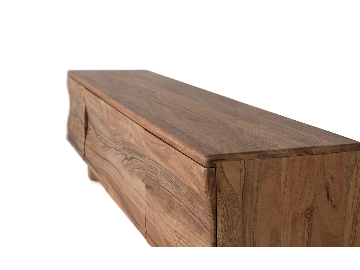 Meuble TV Japandi 4 portes en bois d'acacia 170 x 50 cm