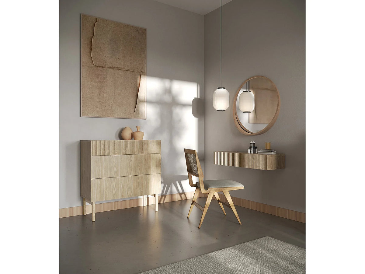 Console Japandi murale 1 tiroir aspect chêne huilé 90 x 17 cm - Nolie