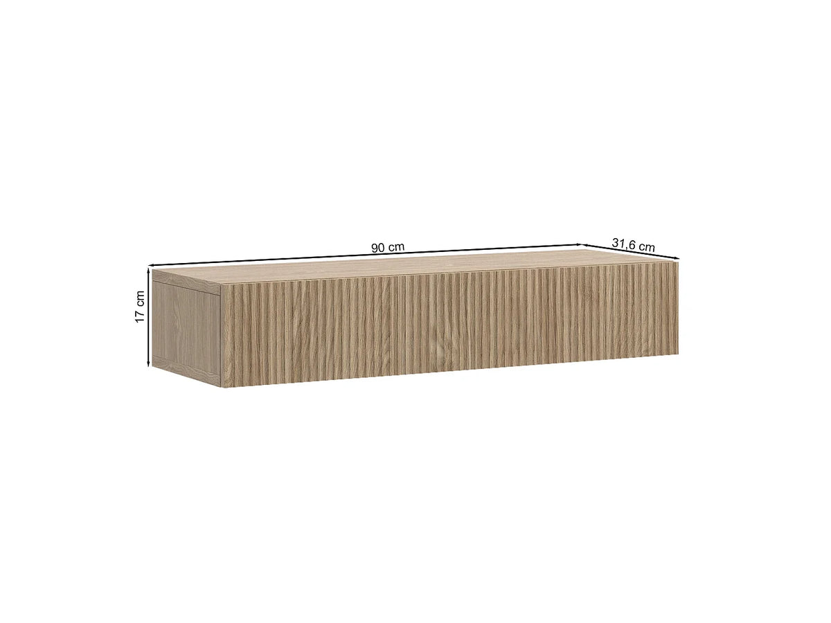 Console Japandi murale 1 tiroir aspect chêne huilé 90 x 17 cm - Nolie