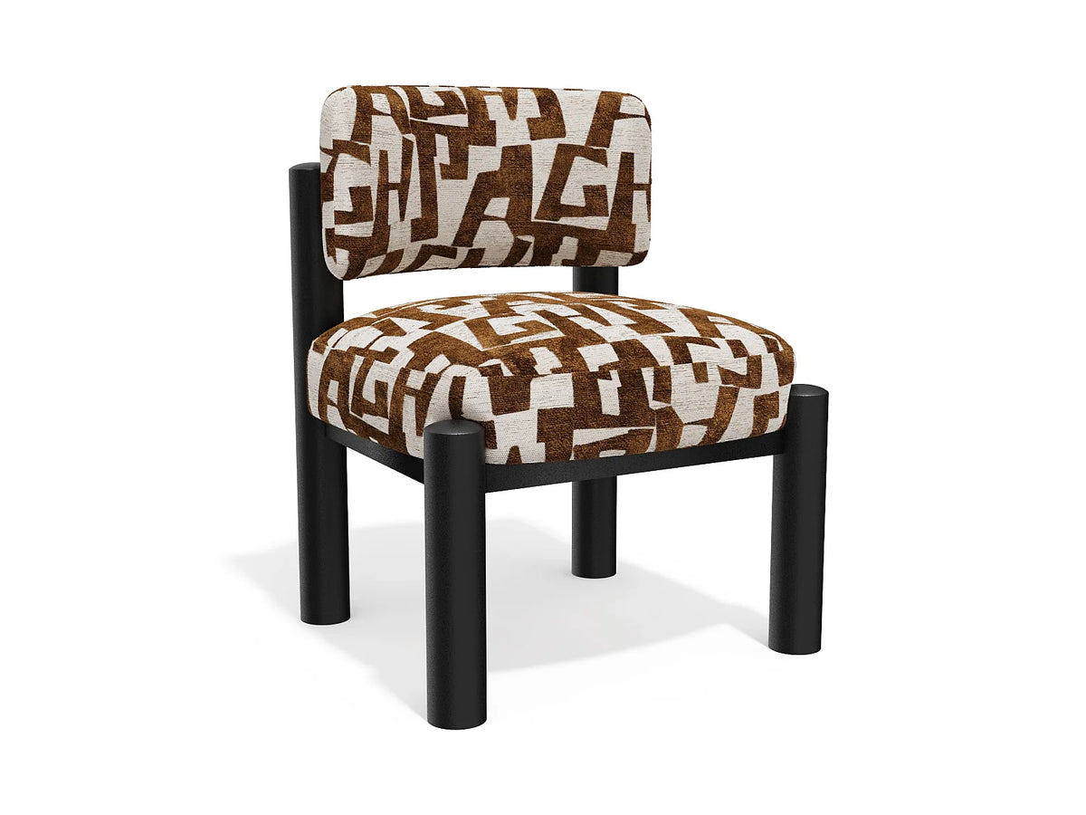 Fauteuil Japandi en tissu texturé à motif caramel - Ely