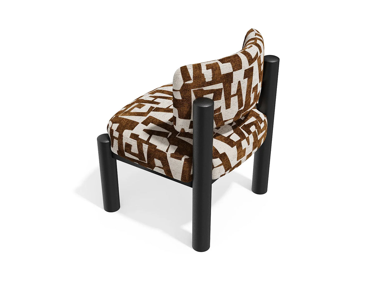 Fauteuil Japandi en tissu texturé à motif caramel - Ely