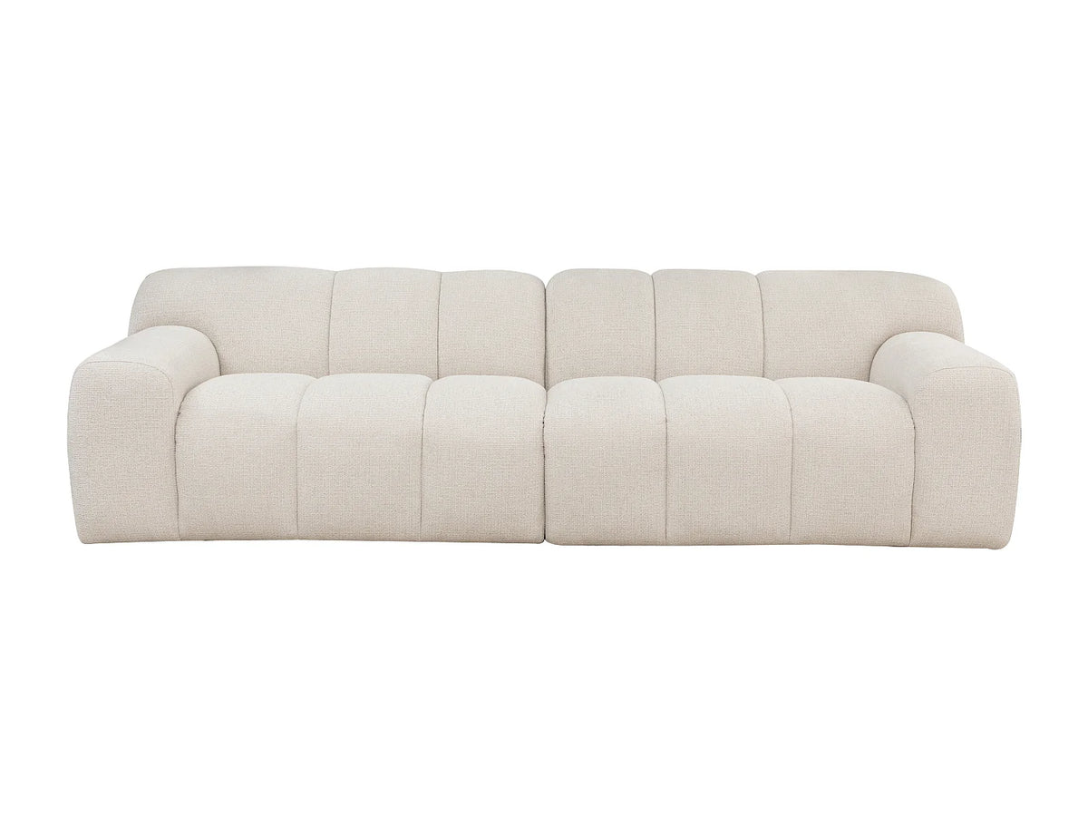 Canapé Japandi 4 places en tissu chenille beige 268 cm - Atuju