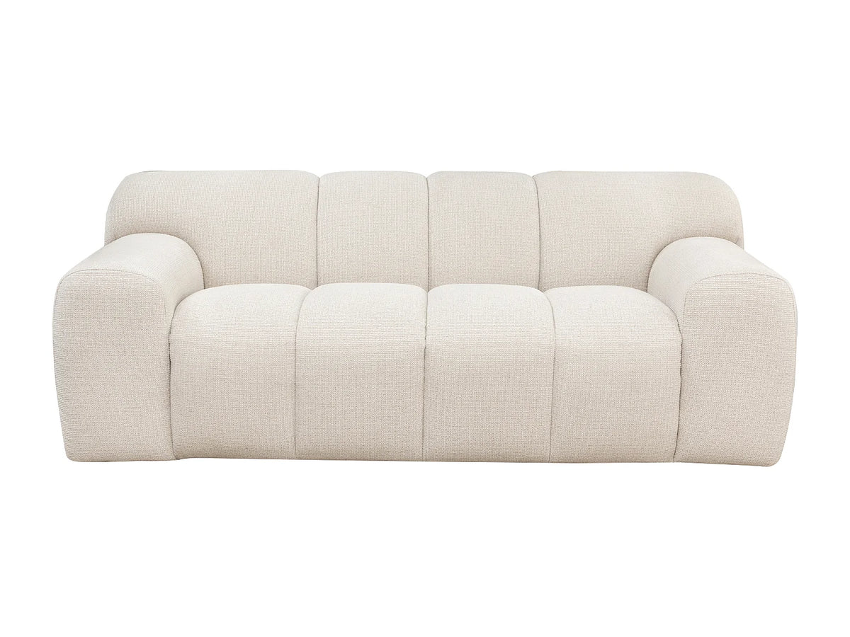 Canapé Japandi 3 places en tissu chenille beige 200 cm - Atuju