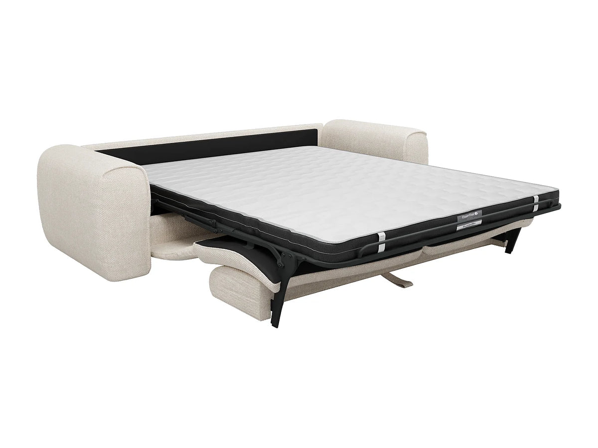 Canapé Japandi 4 places convertible express en tissu texturé beige 236 cm - Pognia