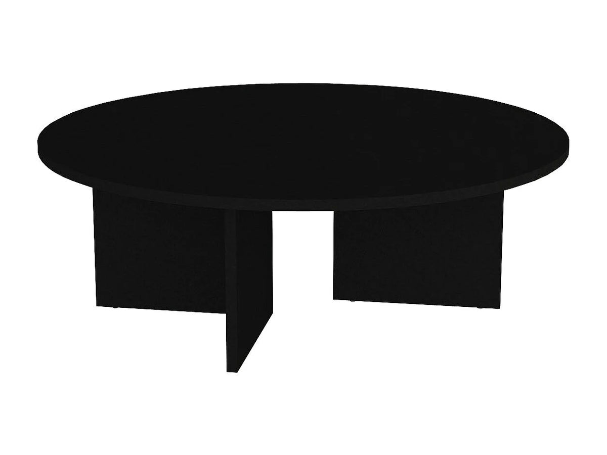 Table basse Japandi ronde en mélaminé noir Ø 90 cm - Topania