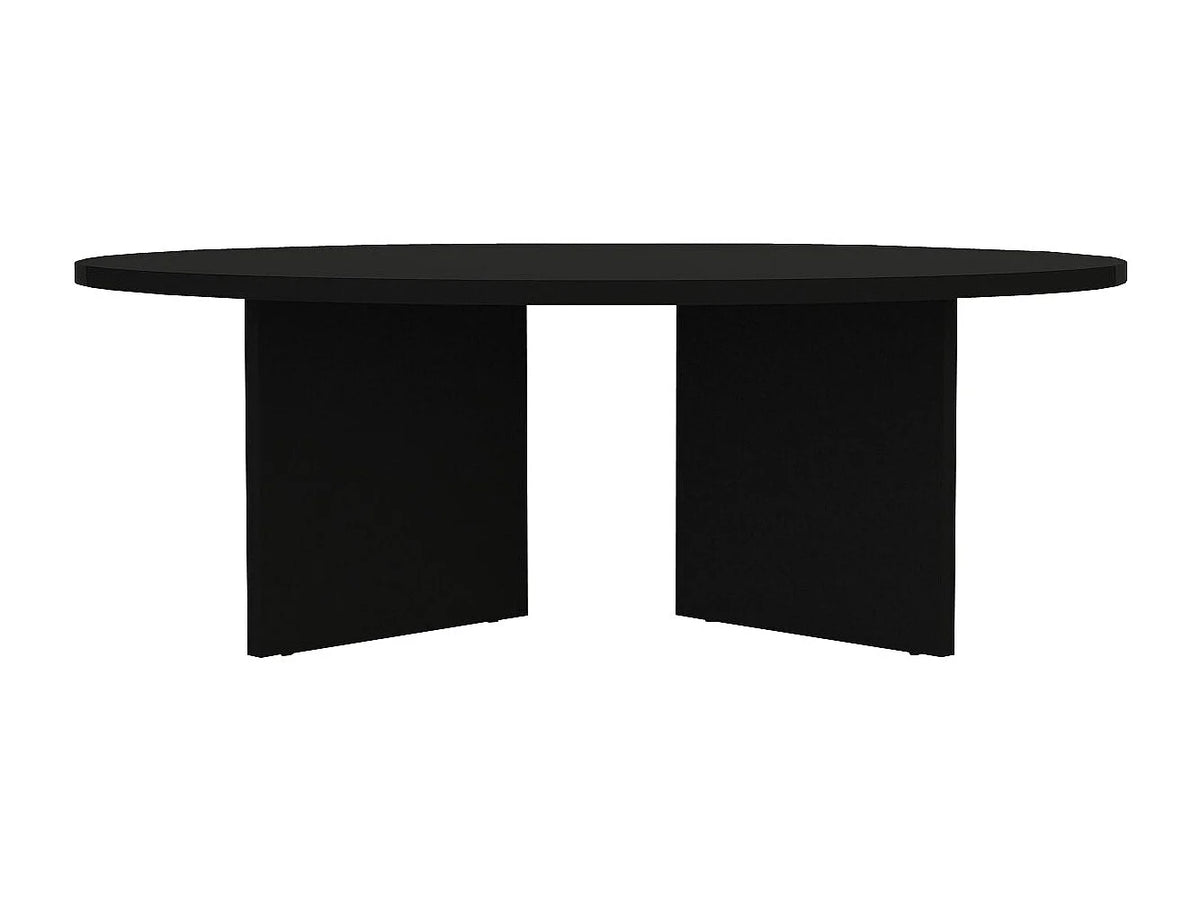 Table basse Japandi ronde en mélaminé noir Ø 90 cm - Topania
