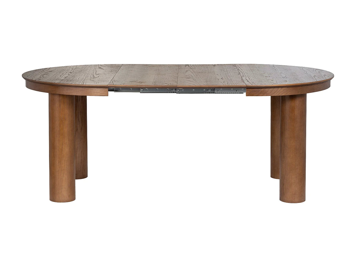 Table à manger ronde Japandi extensible 4 à 8 personnes placage chêne foncé Ø 120 cm - Elitaro